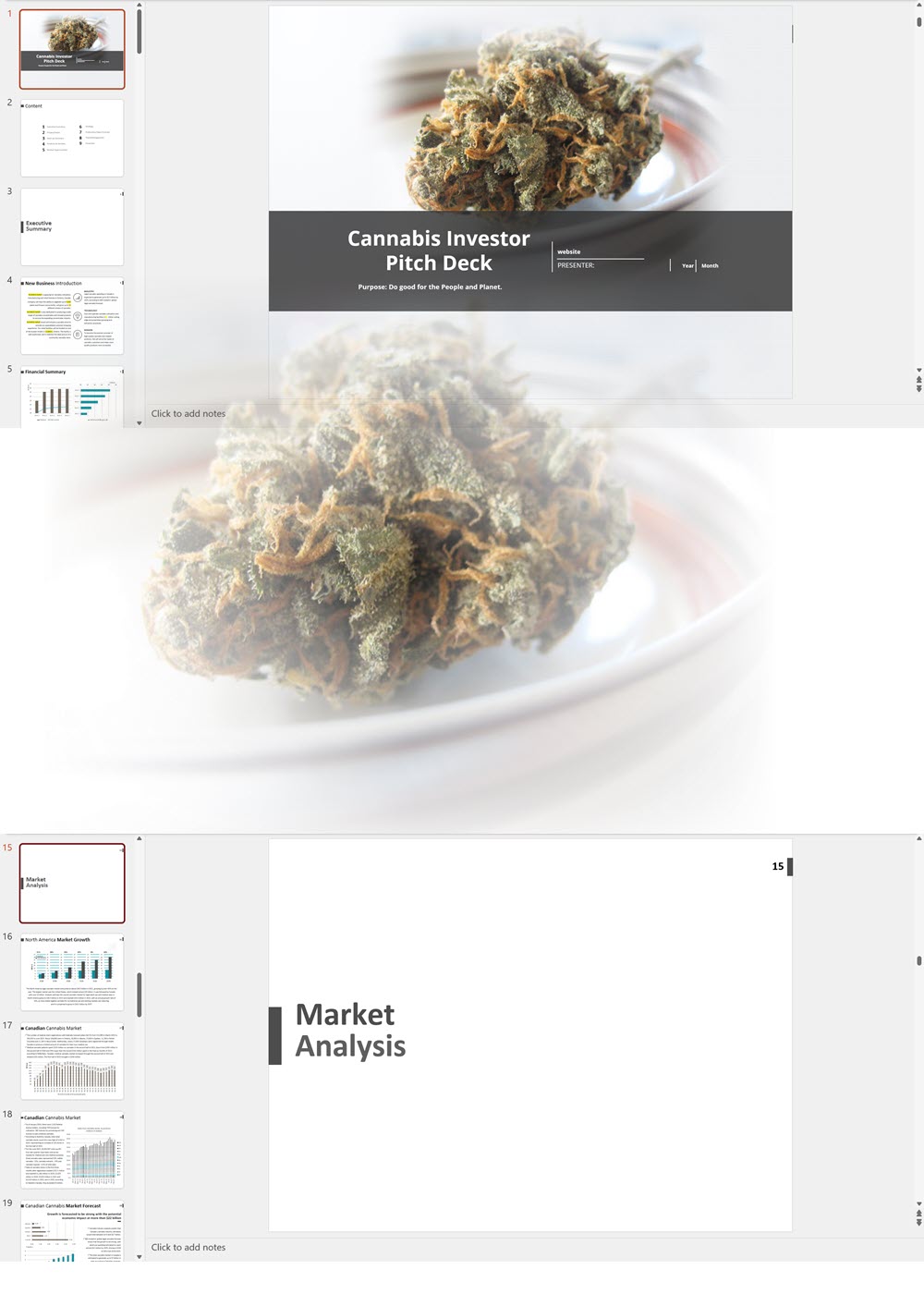 Cannabis Cultivation, Extraction, Manufacturing, Wholesale and/or Retail Investor Pitch Deck Template